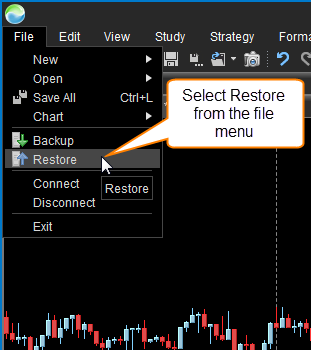 Select Restore from File Menu