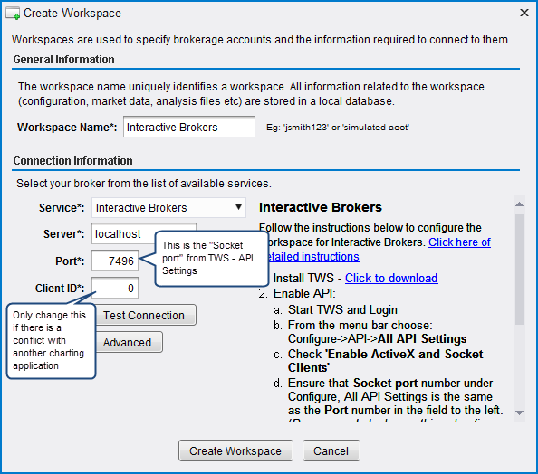 TWS Workspace Settings