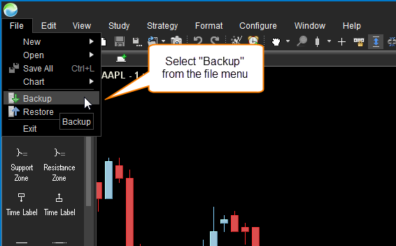 Select Backup from File Menu