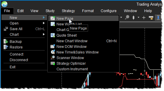 Create Console Page - File Menu