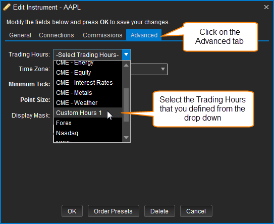 Edit Instrument Dialog